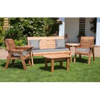 See more information about the Scandinavian Redwood Garden Patio Dining Set by Charles Taylor - 5 Seats Grey Cushions
