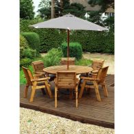 See more information about the Scandinavian Redwood Garden Patio Dining Set by Charles Taylor - 6 Seats Grey Cushions