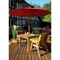 See more information about the Scandinavian Redwood Garden Patio Dining Set by Charles Taylor - 2 Seats Burgundy Cushions