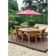 See more information about the Scandinavian Redwood Garden Furniture Set by Charles Taylor - 8 Seats Burgundy Cushions