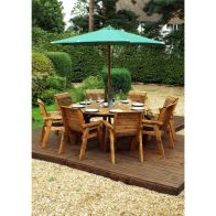 See more information about the Scandinavian Redwood Garden Furniture Set by Charles Taylor - 8 Seats Green Cushions