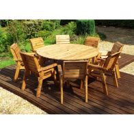 See more information about the Charles Taylor 8 Seat Circular Table & Chairs Scandinavian Redwood Garden Furniture
