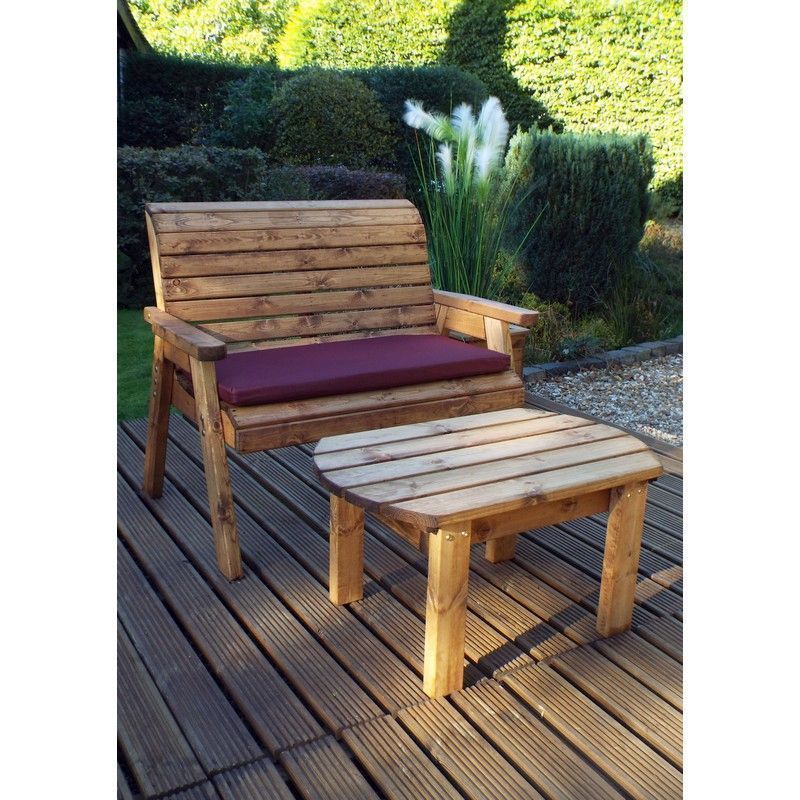 Deluxe Garden Furniture Set by Charles Taylor - 2 Seats Burgandy Cushions