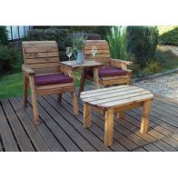 See more information about the Scandinavian Redwood Garden Tete a Tete by Charles Taylor - 2 Seats Burgundy Cushions