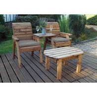 See more information about the Scandinavian Redwood Garden Tete a Tete by Charles Taylor - 2 Seats Grey Cushions