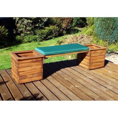 See more information about the Deluxe Garden Planter Bench by Charles Taylor - 2 Seats Green Cushions