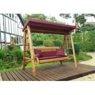 See more information about the Dorset Garden Swing Seat by Charles Taylor - 3 Seats Burgandy Cushions