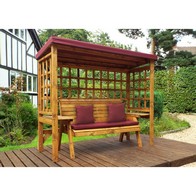 See more information about the Wentworth Garden Arbour by Charles Taylor - 3 Seats Burgundy Cushions