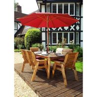See more information about the Scandinavian Redwood Garden Patio Dining Set by Charles Taylor - 6 Seats Burgundy Cushions