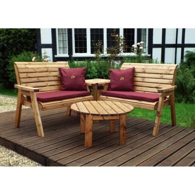 Charles Taylor Corner 4 Seat Garden Set - Burgundy Cushions
