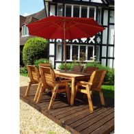See more information about the Scandinavian Redwood Garden Patio Dining Set by Charles Taylor - 6 Seats Burgundy Cushions