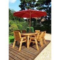 See more information about the Scandinavian Redwood Garden Patio Dining Set by Charles Taylor - 6 Seats Burgandy Cushions