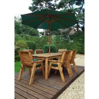 See more information about the Scandinavian Redwood Garden Patio Dining Set by Charles Taylor - 6 Seats Green Cushions