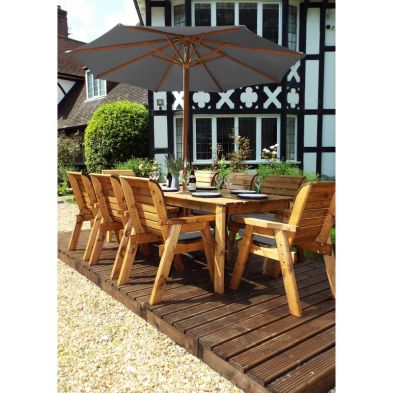 See more information about the Scandinavian Redwood Garden Patio Dining Set by Charles Taylor - 8 Seats Grey Cushions