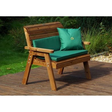 Charles Taylor Traditional 2 Seat Garden Bench With Green Cushion