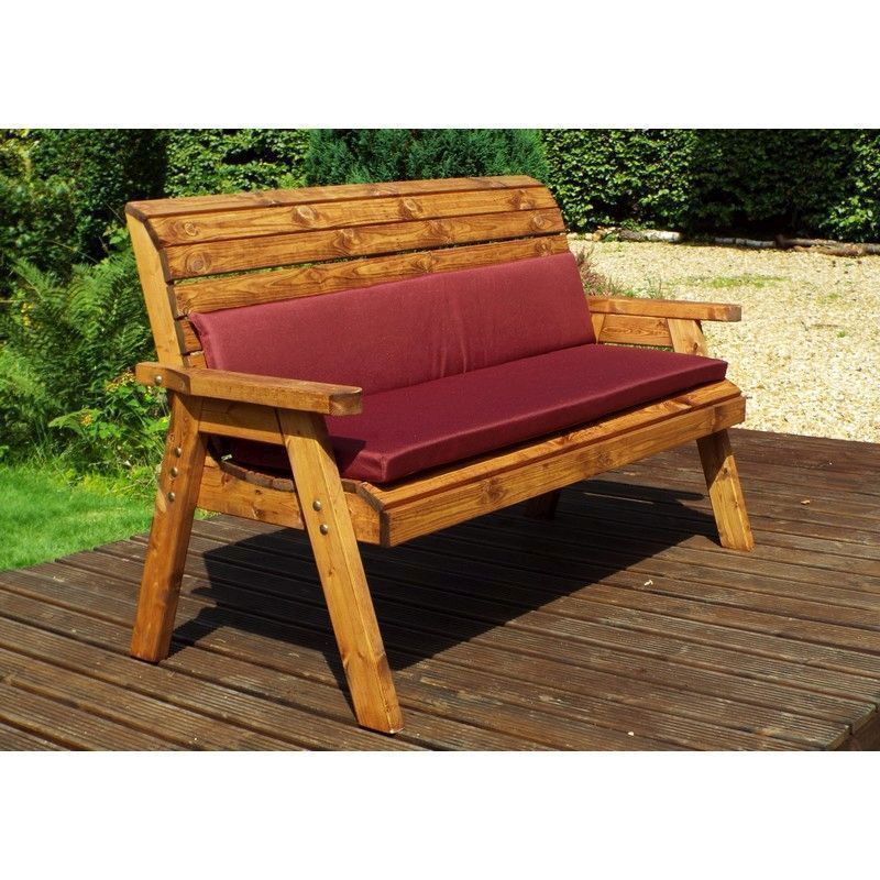 Winchester Garden Bench by Charles Taylor - 3 Seats Burgandy Cushions
