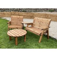 See more information about the Garden Tete a Tete by Charles Taylor - 1 Bench 1 Grand Chair Angled Tray Round Coffee Table