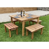 See more information about the Garden Patio Dining Set by Charles Taylor 4 Bench Stool - Square Table