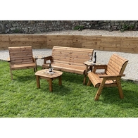 See more information about the Garden Furniture Set by Charles Taylor - 1 Bench 2 Chair 2 Angled Tray Curved Coffee Table