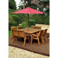 See more information about the Scandinavian Redwood Garden Patio Dining Set by Charles Taylor - 8 Seats Burgandy Cushions