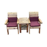 See more information about the Deluxe Garden Bistro Set by Charles Taylor - 2 Seats Burgandy Cushions