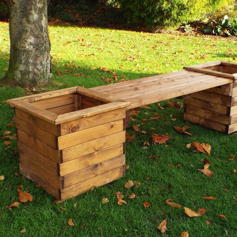 Scandinavian Redwood Garden Planter Bench by Charles Taylor - 2 Seats