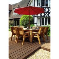 See more information about the Scandinavian Redwood Garden Patio Dining Set by Charles Taylor - 8 Seats Burgundy Cushions