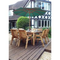 See more information about the Scandinavian Redwood Garden Patio Dining Set by Charles Taylor - 8 Seats Green Cushions