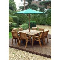 See more information about the Charles Taylor 8 Seat Square Garden Table Set - Green Parasol & Base