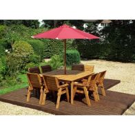 See more information about the Charles Taylor 8 Seat Square Garden Set - Burgundy Parasol & Base