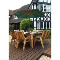 See more information about the Scandinavian Redwood Garden Patio Dining Set by Charles Taylor - 8 Seats Green Cushions