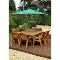 See more information about the Charles Taylor 8 Seat Square Garden Table Set - Green Parasol & Base