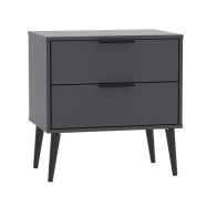 See more information about the Drayton 2 Drawer Midi Bedroom Chest Graphite Black & Black Legs