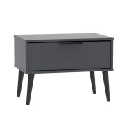 See more information about the Drayton 1 Drawer Midi Bedroom Chest Graphite Black & Black Legs