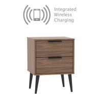 See more information about the Drayton Wireless Charger Side Table Brown 2 Drawers