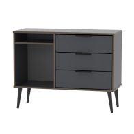 See more information about the Drayton TV Unit Natural & Black 2 Shelves 3 Drawers