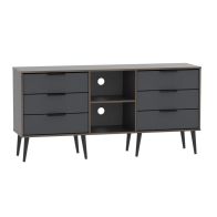 See more information about the Drayton TV Unit Natural & Black 2 Shelves 6 Drawers