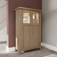 See more information about the Bondi Tall Display Cabinet Oak Natural 2 Doors 33 Shelves 1 Drawer