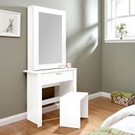 Budget Dressing Table White 1 Door 3 Shelf 1 Drawer With Stool