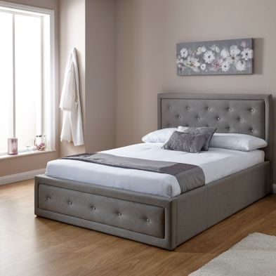 Hollywood Double Ottoman Bed Grey