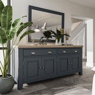 See more information about the Bondi Large Sideboard Oak Blue 4 Doors 2 Drawers