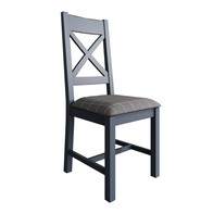 See more information about the Pair of Bondi Cross Back Dining Chairs Oak Blue Grey