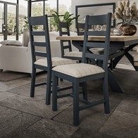 See more information about the Pair of Bondi Dining Chairs Oak Blue