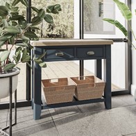 See more information about the Bondi Console Table Oak Blue 2 Drawers