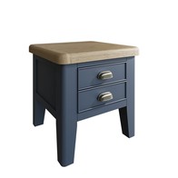 See more information about the Bondi Side Table Oak Blue 2 Drawers