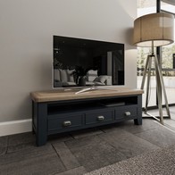 See more information about the Bondi TV Unit Oak Blue 1 Shelf 3 Drawers