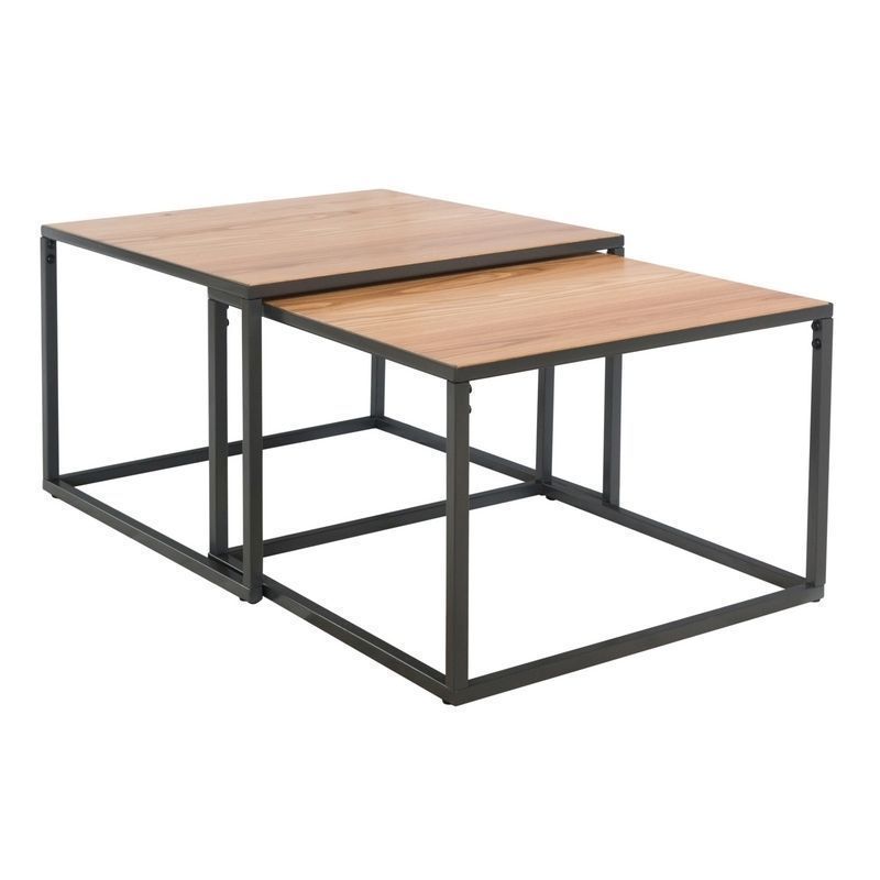 Industrial Chic Oak & Steel Square Coffee Table