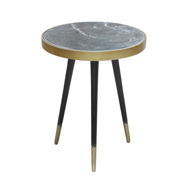 Oslo Circular Side Table Metal Black & Gold