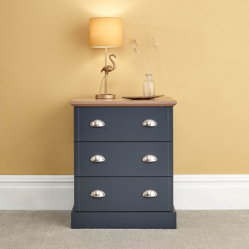 Kendal Tall Chest of Drawers Blue 3 Drawers