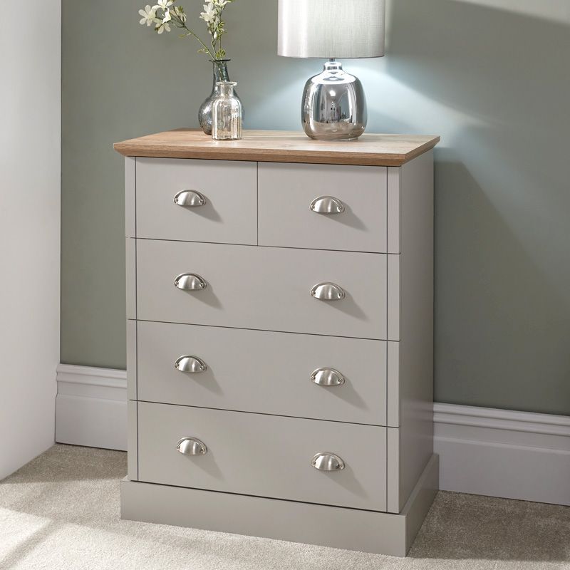 Kendal Grey & Oak Chest Of 5 Drawers